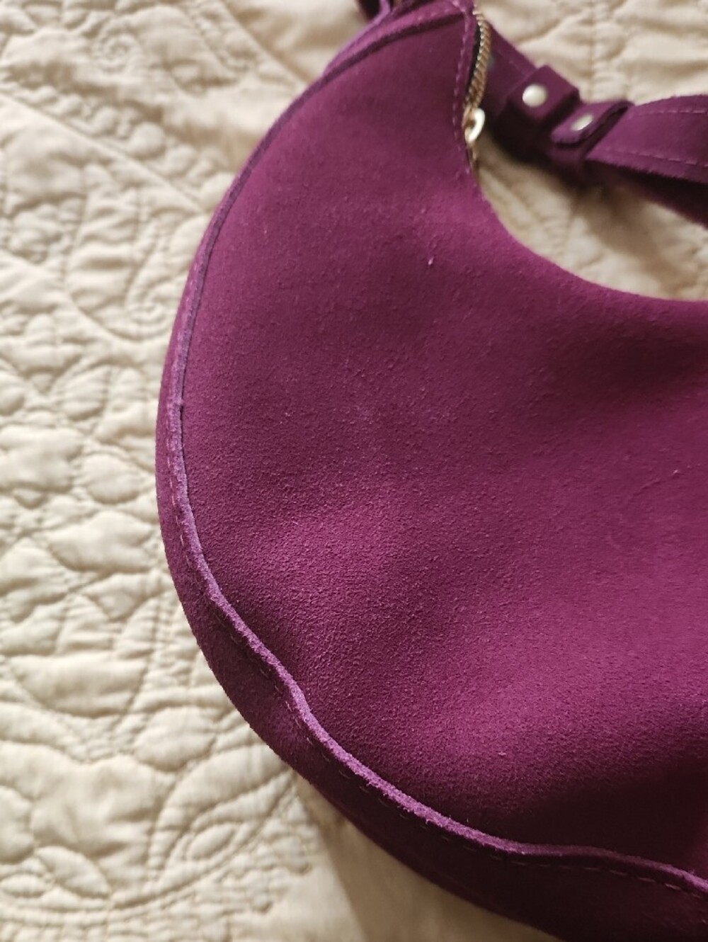 Portland Leather Purple Crescent Shoulder Bag size small - Picture 7 of 11